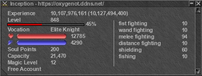 Signature for player Inception