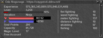 Signature for player Oda Nogunaga