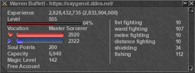 Signature for player Warren Buffett